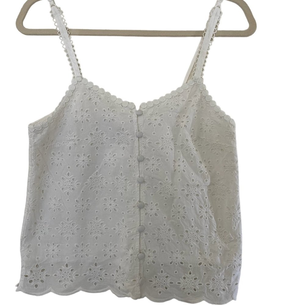 Urban Romantics feminine Cottage Core Doily Tank Button Front Top size (M)